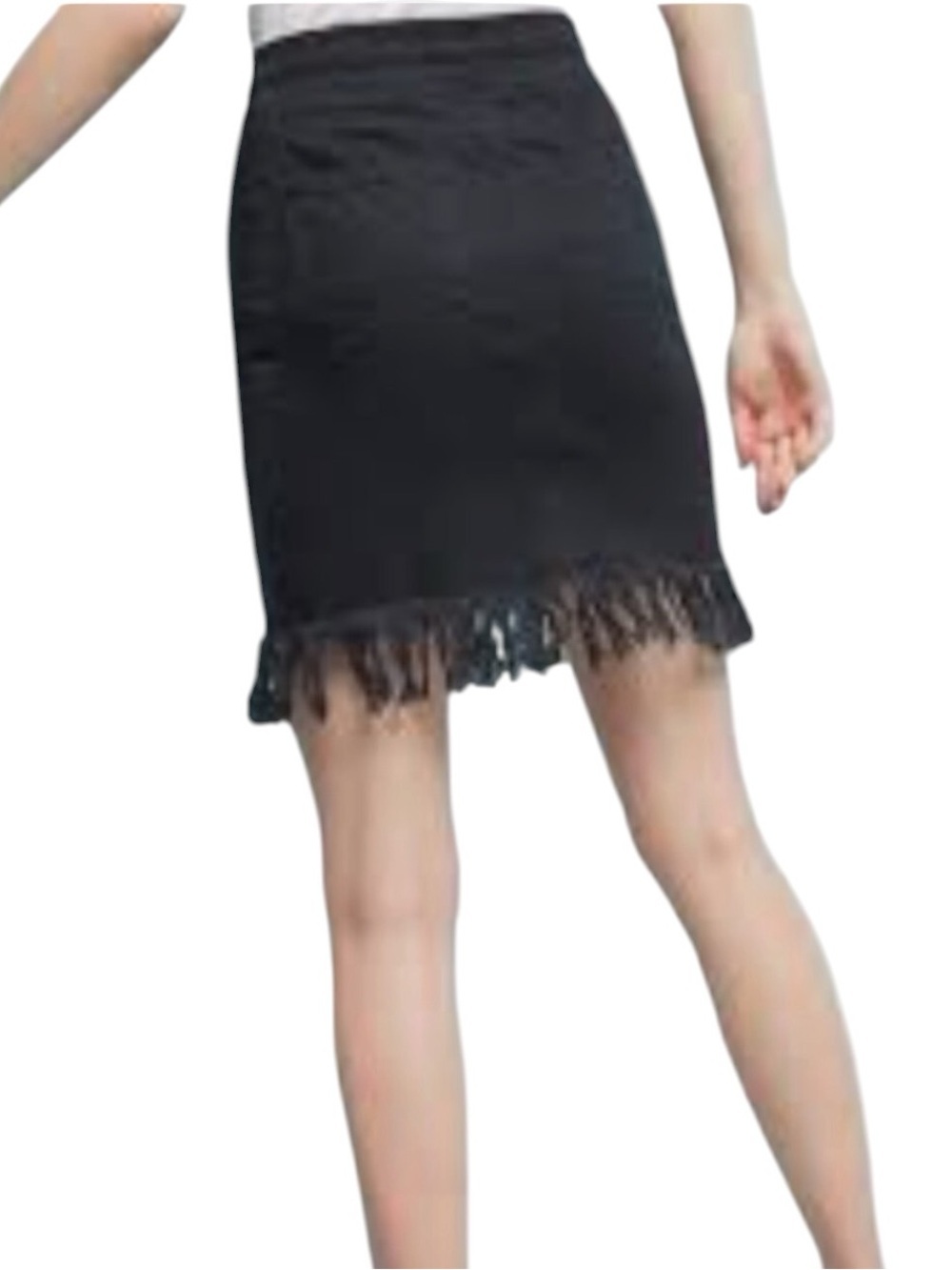 Anthropologie Pilcro and the Letterpress Black Fringe Denim Skirt 6 Button Front - Picture 2 of 9